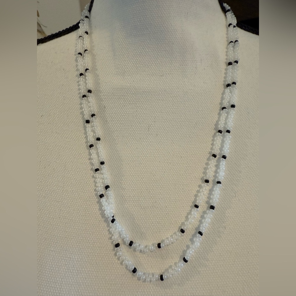 Pearly Drop Seed Beaded Necklace- Handmade